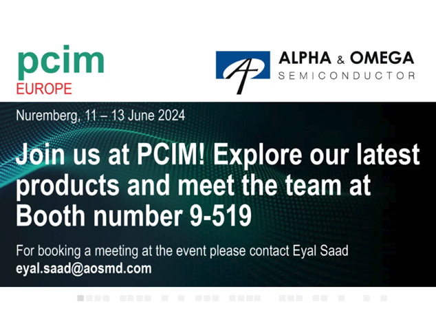AOS將在PCIM Europe展會展示創(chuàng)新電源管理解決方案